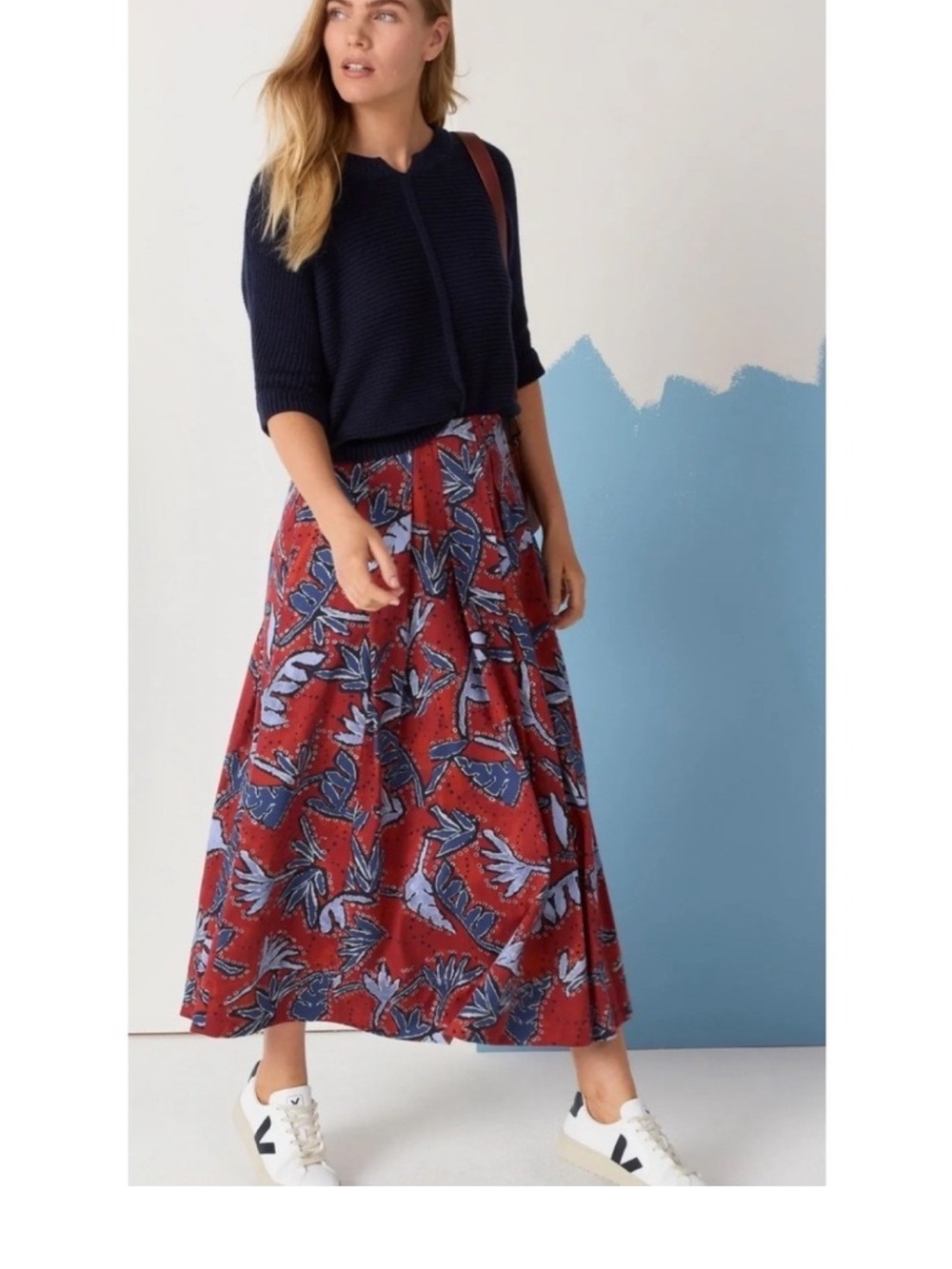Nic + Zoe Red A-Line Midi Skirt